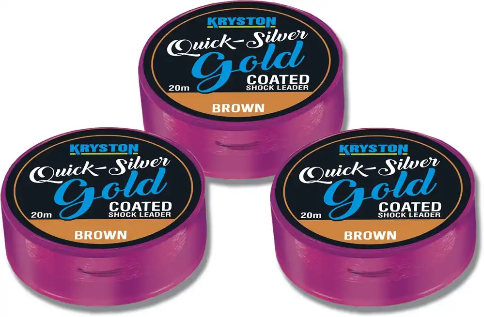 Quicksilver Gold Coated Shock Leader/Hook link 25LB x 20m Gravel Brown Aanbieding