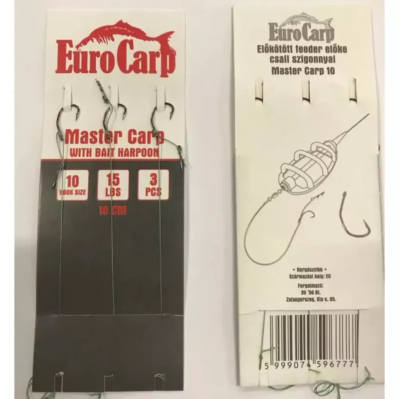 Euro Carp Master Carp előkötött szakállas horog csalitüskével 8-as Laatste Kans