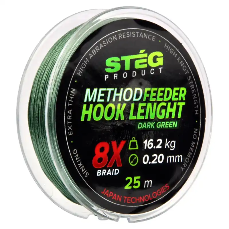 Stég Method Feeder 8 Szálas Fonott Előkezsinór 0.18mm, 25m, 13.9kg Bestseller