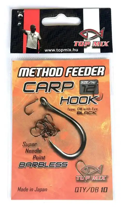 TOP MIX Method Feeder Carp Hook horog Barbless 12 Actieprijs