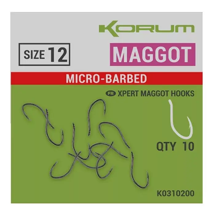 Korum XPERT Maggot BARBED Hooks füles horog - 12 Gratis Retour
