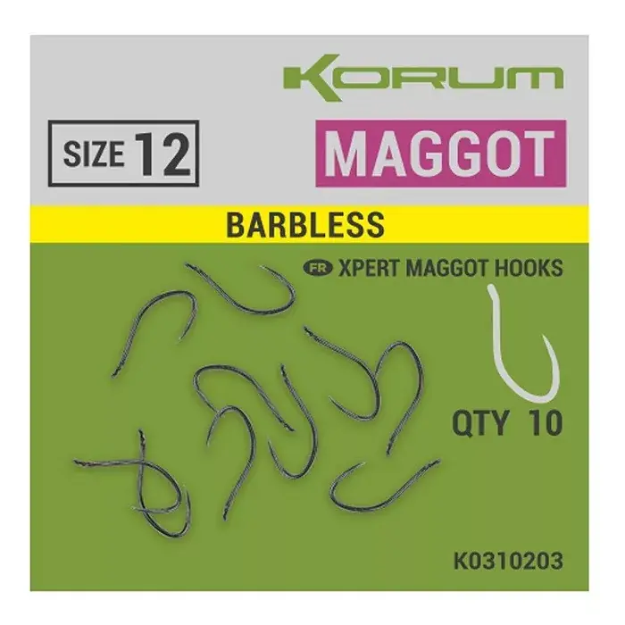 Korum XPERT Maggot BARBLESS Hooks füles horog - 12 Beste Prijs