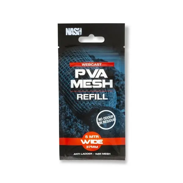 Uitverkoop Nash Webcast PVA Refill 5m, PVA Háló Utántöltő - Wide - 37mm