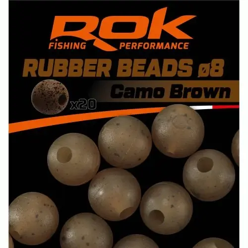 Populair ROK RUBBER Beads Ø8 mm - Gumigyöngy - Camo Barna