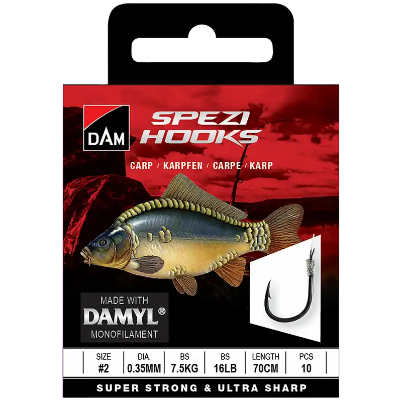 Bestel Nu D.A.M. - Spezi Carp monofil előkötött horog - 10