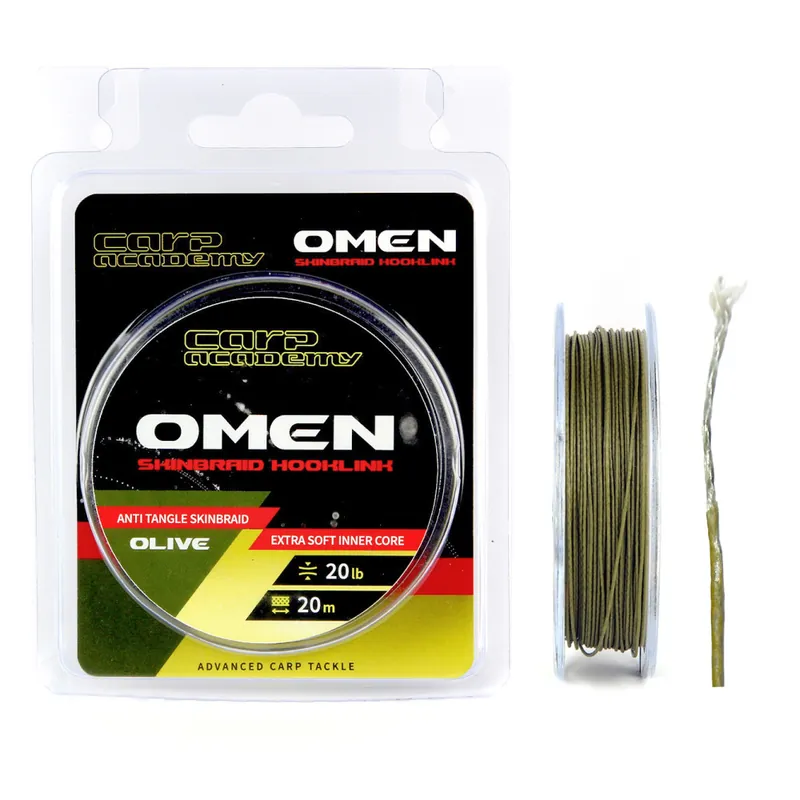 Koopje Carp Academy Omen Skinbraid Hooklink 20lb 20m bevonatos elők