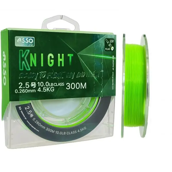 Aanbieding ASSO KNIGHT FLUOROCARBON UV AKTÍV 0,26mm 300m